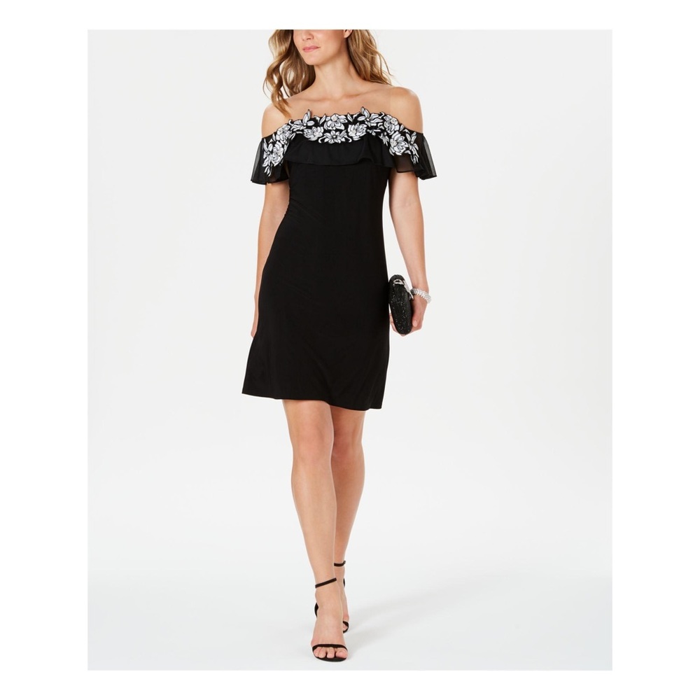 MSK Petite Illusion Off-The-Shoulder Dress MEDIUM